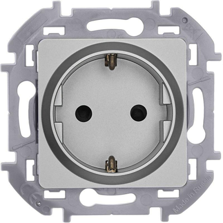 Розетка 1-м СП Inspiria 16А IP20 250В 2P+E защ. шторки немецк. стандарт механизм алюм. IEK 673732