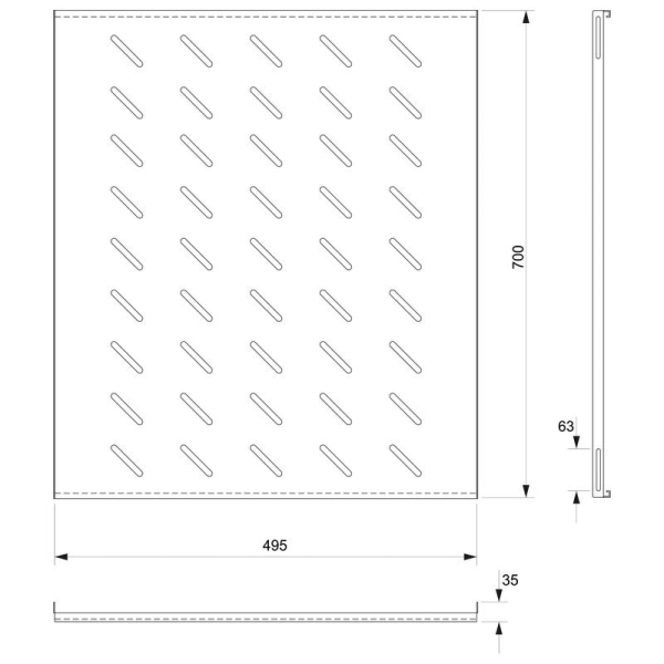 Полка SH-J018-FC-1000-BK 19дюйм Г=700мм перфорир. для напольных шкафов Г=1000мм черн. RAL 9004 Cabeus 8624c
