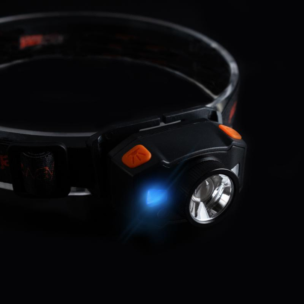 Фонарь аккумуляторный налобный AccuH1-L5WZ-og zoom LED 5Вт + 2хRED SMD IP54 5 режимов: 100проц. 180лм 3.5ч/50проц. 110лм 5.5ч/30проц. 65лм 15ч/красн. 28ч/мигающ. красн. 12ч аккум. 0.8А.ч управл. жестами черн./оранж. JazzWay 5036611