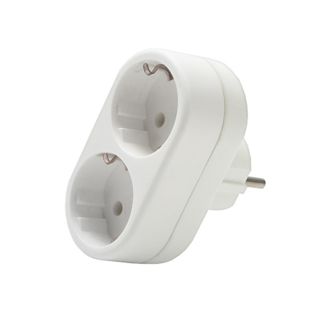 Разветвитель 2-м с заземл. 16А 3500Вт 250В плоский бел. DОМТОК 2653