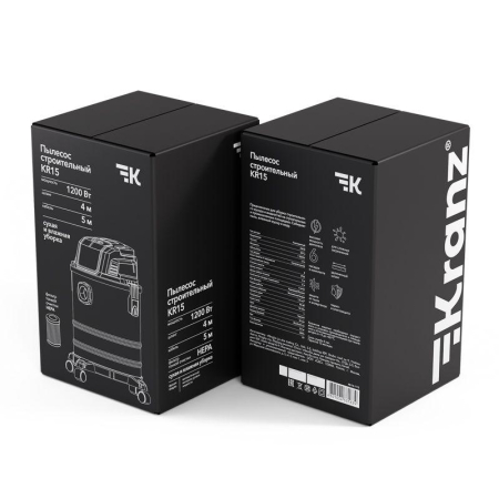 Пылесос строительный KR15 1200Вт 15л 4м Kranz KR-16-1115