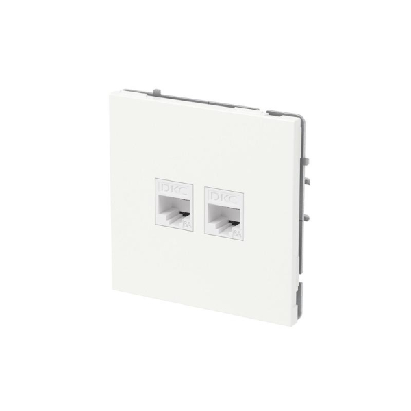 Розетка компьютерная 2-м KANT RJ45 кат.6A без шторки бел. магнолия DKC 7000674
