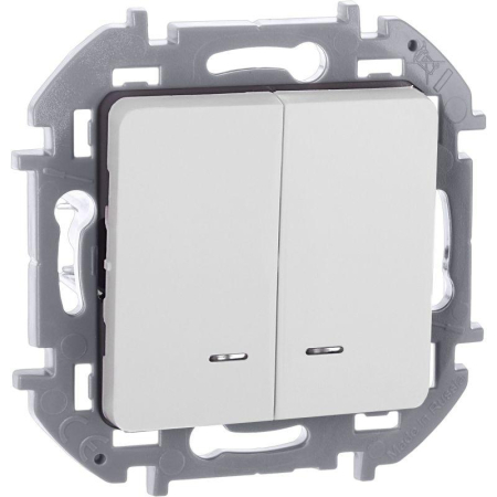 Выключатель 2-кл. Inspiria 10А IP20 250В 10AX с подсветкой/индикацией механизм бел. IEK 673630