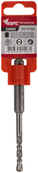 Бур по бетону SDS PLUS 6х110мм двойная резьба КУРС 32603