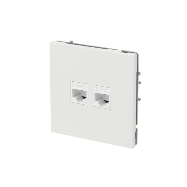 Розетка компьютерная 2-м KANT RJ45 кат.5E без шторки бел. песок DKC 7010664