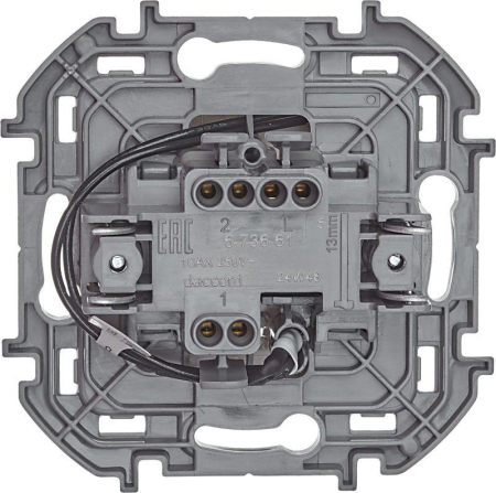 Переключатель 1-кл. Inspiria 10А IP20 250В 10AX с подсветкой/индикацией механизм сл. кость IEK 673661