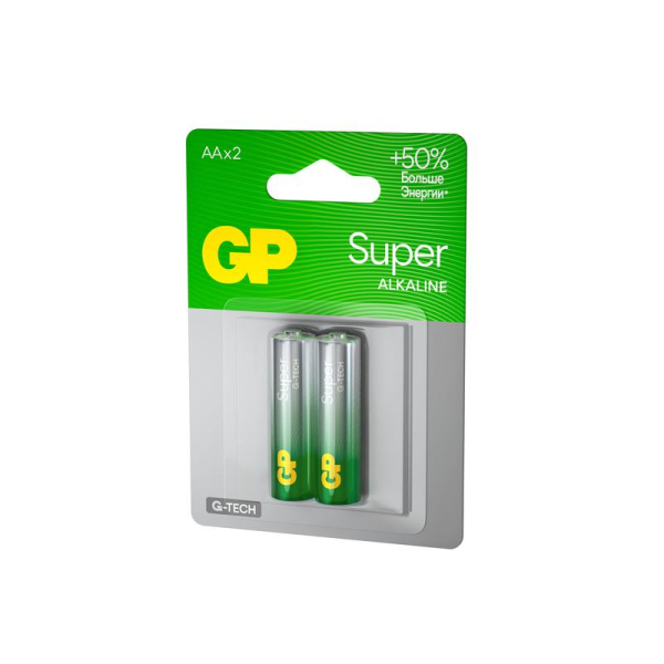Элемент питания алкалиновый AA/LR6 1.5В Super Alkaline G-Tech 15AA21-2CRSBC2 20/160 (блист.2шт) GP 1223