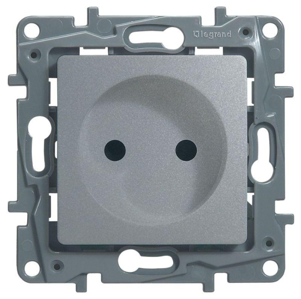 Розетка 1-м СП Etika 16А IP31 250В 2P без заземл. защ. шторки немецк. стандарт винтов. клеммы механизм алюм. IEK 672434