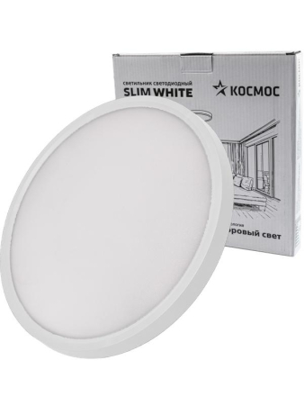 Светильник светодиодный SLIM WHITE 38Вт 4500К IP40 2650лм 230В 400х25мм КОСМОС KSlim38w_W4500K