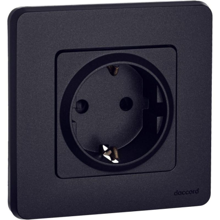 Розетка 1-м СП Inspiria 16А IP20 250В 2P+E защ. шторки немецк. стандарт механизм антрацит IEK 673733