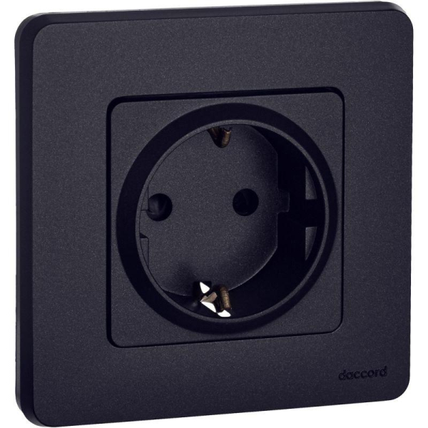 Розетка 1-м СП Inspiria 16А IP20 250В 2P+E защ. шторки немецк. стандарт механизм антрацит IEK 673733