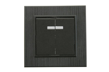 Выключатель 2-клав. с подсветкой Karea LINE STAR чер.Makel 86054023