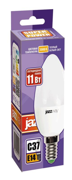 Лампа светодиодная PLED-SP 11Вт C37 3000К E14 230В/50Гц JazzWay 5019157