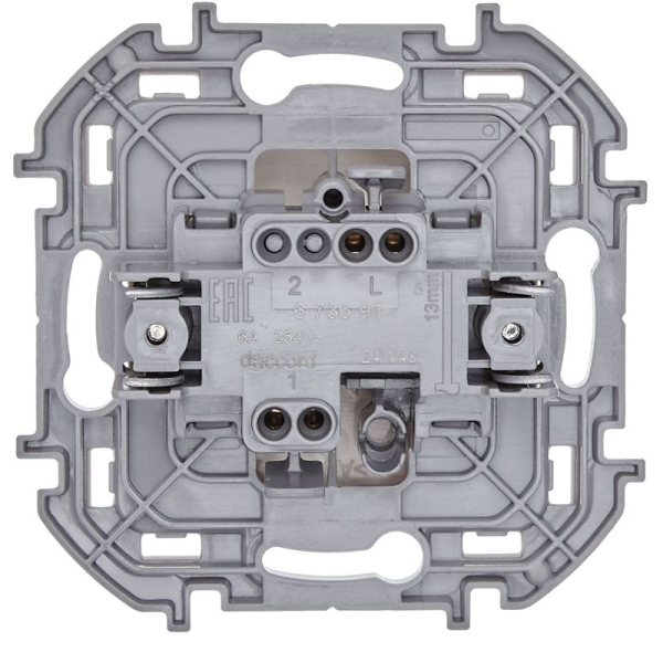 Выключатель кнопочный Inspiria 6А 250В без фиксации НО/НЗ механизм сл. кость IEK 673691