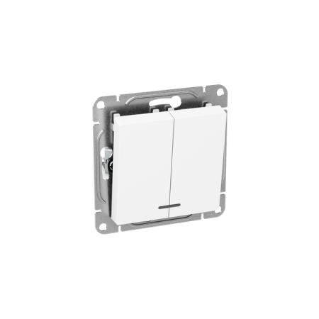 Выключатель 2-кл. СП Эпика с подсветкой механизм бел. EKF UP1-SWW-24