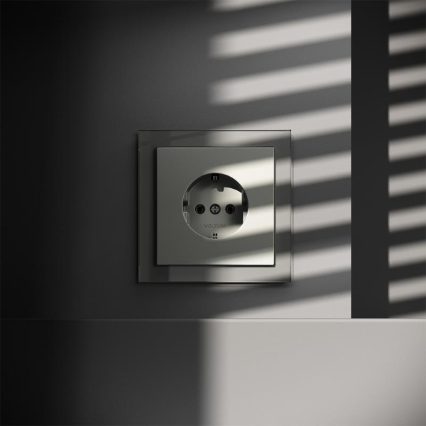 Розетка 1-м СП S70 16А с заземл. механизм сталь Voltum VLS040105