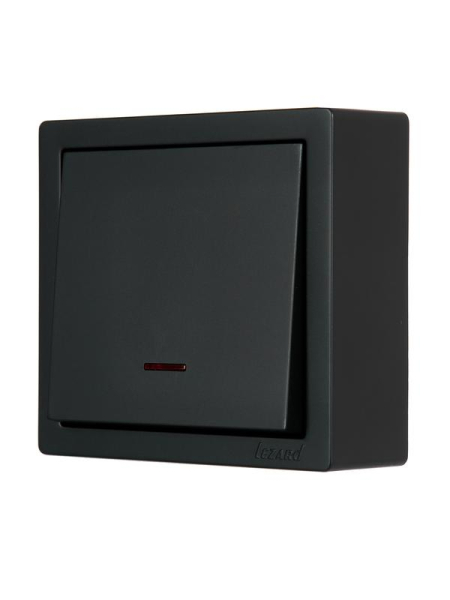 Выключатель 1-кл. ОП LETO с индикацией черн. бархат LEZARD 752-4200-111
