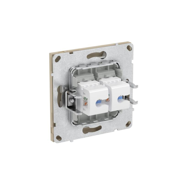 Розетка компьютерная 2-м KANT RJ45 кат.5E без шторки ванильн. марципан DKC 7015664