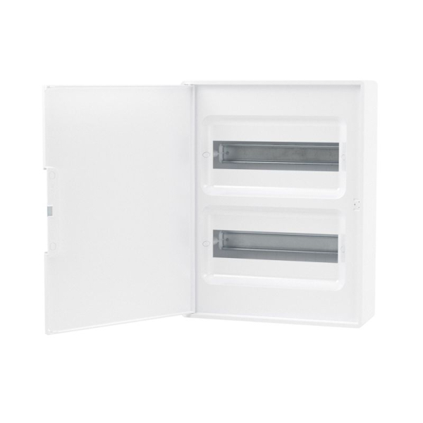 Щиток настенный Фрейм (FRAME) 24мод. с бел. дверцей с 4 шинами PEN (2шт на 8 отверст. и 2шт на 6 отверст) бел. DKC F24W1WW