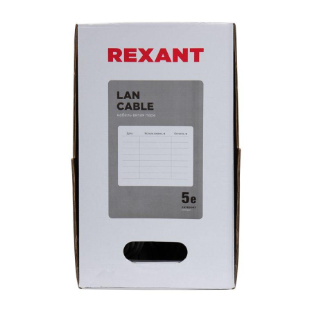 Кабель витая пара F/UTP кат.5e 4х2х24AWG solid PVC INDOOR сер. (м) Rexant 01-0143