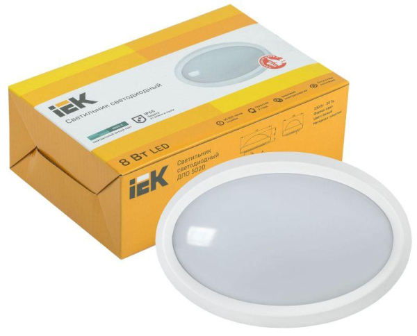 Светильник светодиодный ДПО 5020 8Вт 4000К IP65 овал бел. IEK LDPO0-5020-08-4000-K01