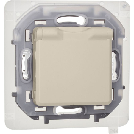 Розетка 1-м СП Inspiria 16А IP44 250В 2P+E защ. шторки с крышкой немецк. стандарт механизм сл. кость IEK 673741