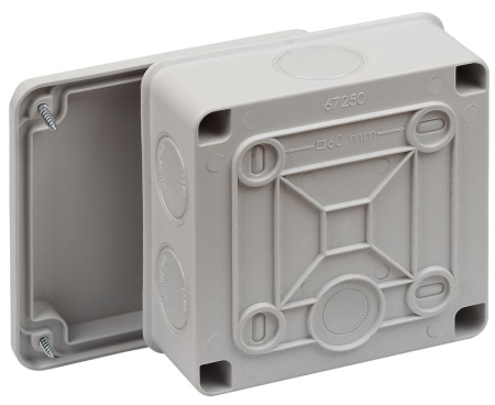 Коробка распределительная ОП 100х100х50мм двухкомпонентн. 7 вводов IP66 сер. Ruvinil 67250