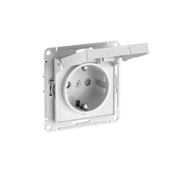 Розетка AtlasDesign 16А IP20 с заземл. защ. шторки с крышкой быстрозажим. клем. механизм бел. SE ATN000146S