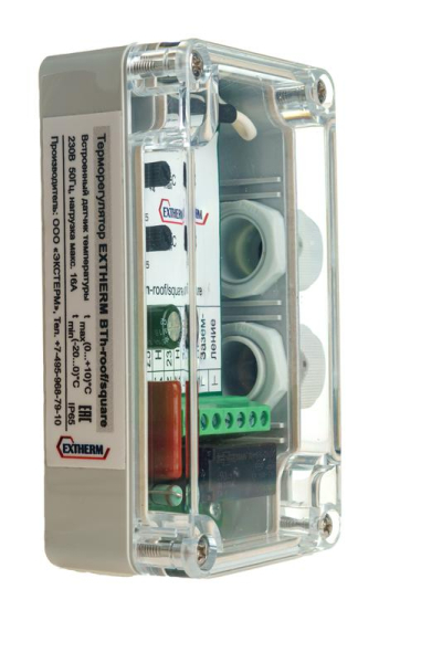 Термостат внешний для управления системой электрообогрева на кровлях/площадках со встроен. датч. температуры Extherm Th-roof-box