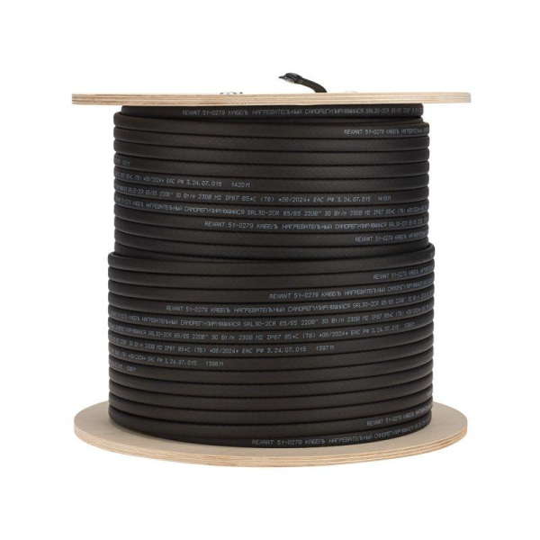 Кабель греющий (нагрев.) саморег. SRL30-2CR экранированный 30Вт/м 0.88кв.мм/55м 200м Rexant 51-0279