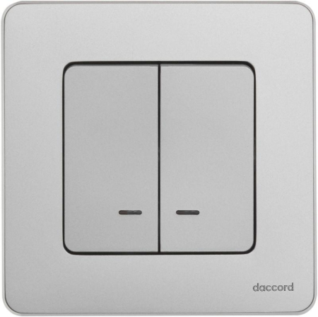 Выключатель 2-кл. Inspiria 10А IP20 250В 10AX с подсветкой/индикацией механизм алюм. IEK 673632