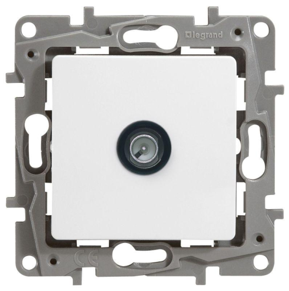 Розетка телевизионная TV СП Etika 2дБ 0-2400МГц с топологией "звезда" механизм бел. IEK 672251