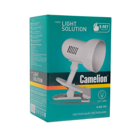Светильник H-035 40Вт 230В прищепка метал. бел. Camelion 7198