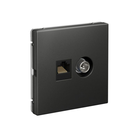 Розетка компьютерная + телевизионная 2-м СП ArtGallery RJ45 кат.5E + TV механизм базальт SE GAL001489