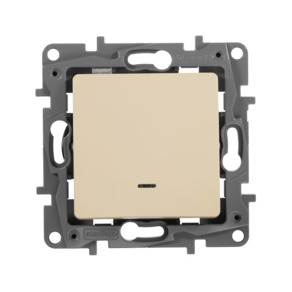 Переключатель 1-кл. СП Etika Plus 10А IP20 250В 10AX с подсветкой безвинтов. зажимы механизм сл. кость IEK 672315