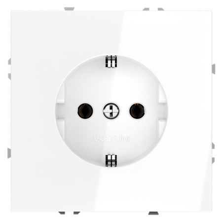 Розетка 1-м СП S70 16А с заземл. механизм бел. глянцевый Voltum VLS040101