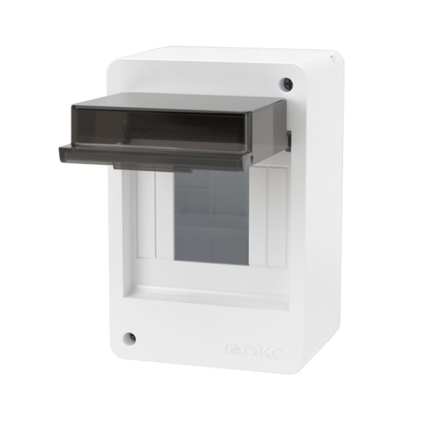 Щиток настенный Фрейм (FRAME) 4мод. с тонированной дверцей бел. DKC F04W0WD