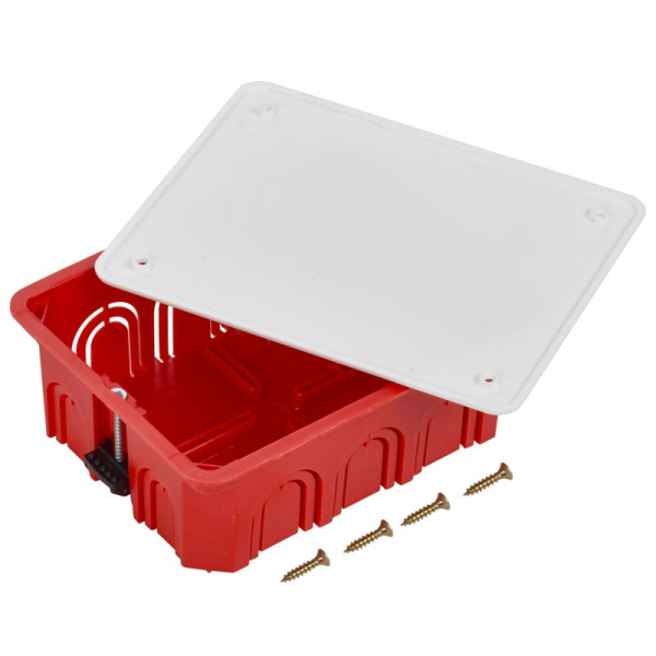 Коробка распаячная СП 120х92х45 КМ41028 для полых стен (с саморезами пластиковые лапки с крышкой) IEK UKG11-120-092-045-P