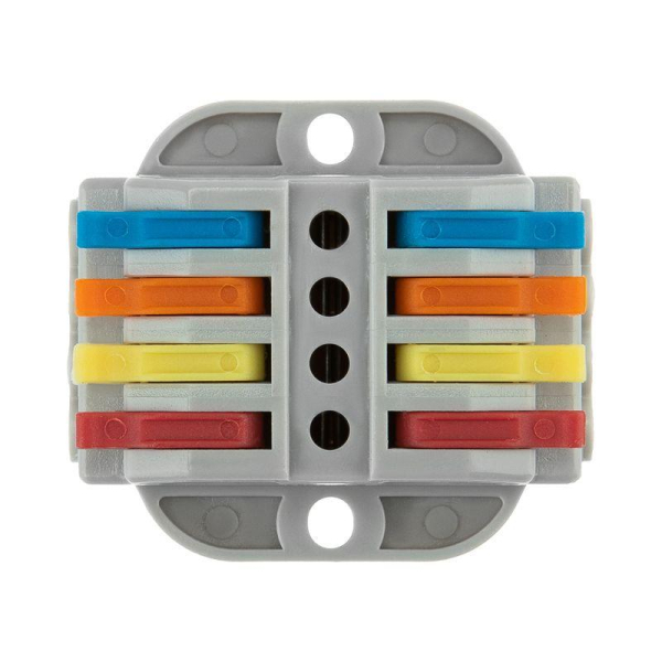 Клемма строительно-монтажная СМК проходная 222-424P 4п 0.08-4кв.мм с монтажной площадкой сер. (уп.25шт) Rexant 07-6264