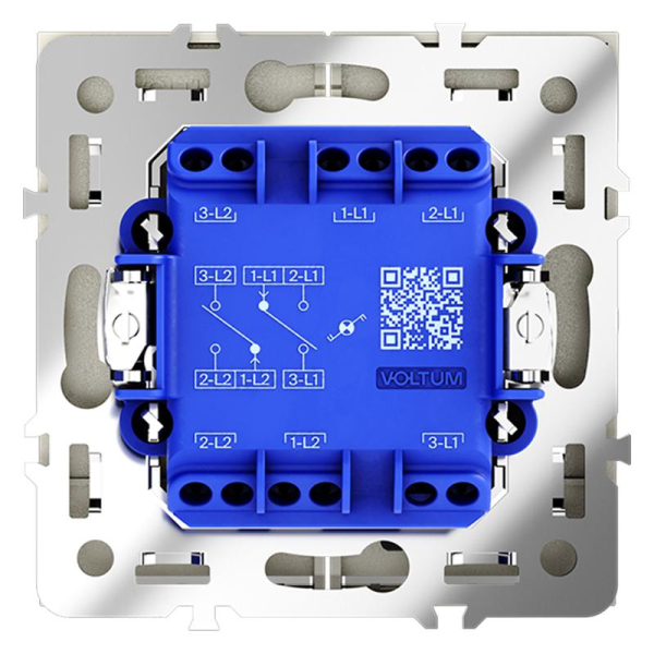 Переключатель проходной 2-кл. СП S70 10А с подсветкой механизм сталь Voltum VLS020405