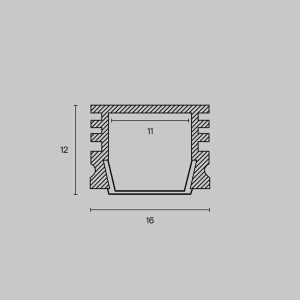 Профиль накладной 16х12 алюм. Maytoni ALM005S-2M