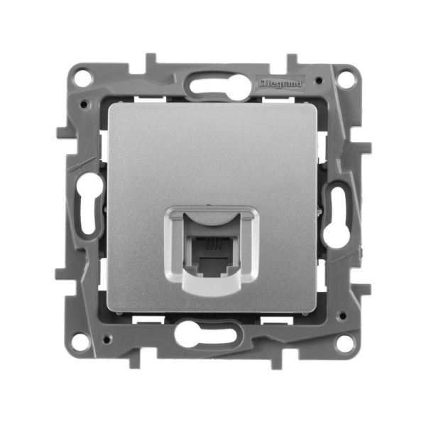 Розетка телефонная 1-м СП Etika RJ11 механизм алюм. IEK 672440