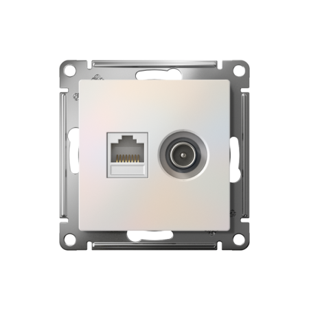 Розетка компьютерная + телевизионная 2-м СП AtlasDesign RJ45 кат.5E + TV механизм жемчуж. SE ATN000489