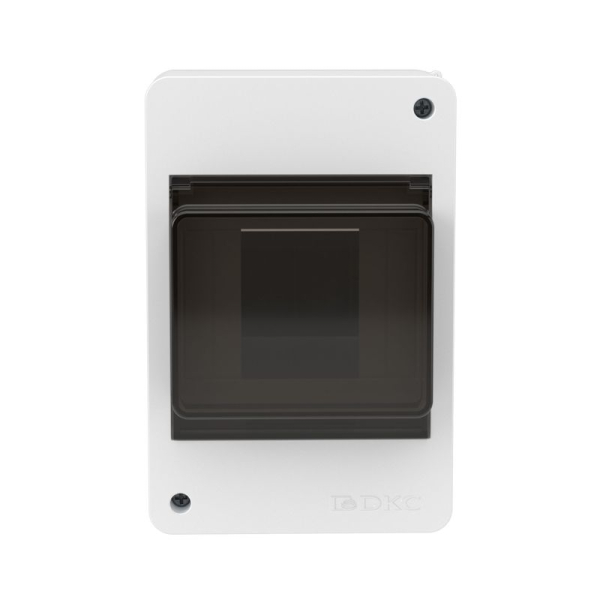 Щиток настенный Фрейм (FRAME) 4мод. с тонированной дверцей бел. DKC F04W0WD