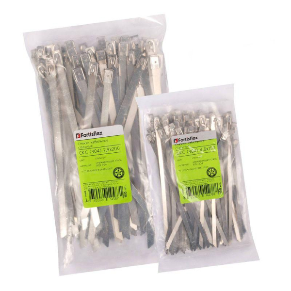 Хомут кабельный СКС (304) 4.6х150 стальной (уп.100шт) Fortisflex 74909