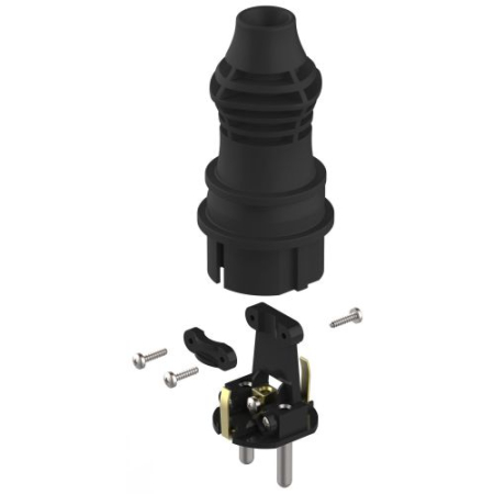 Вилка прямая VX13-B-IP44 16А IP44 с заземл. каучук черн. Эра Б0069321