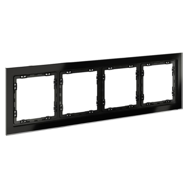 Рамка 4-м S70 стеклян. черн. Voltum VLS110408