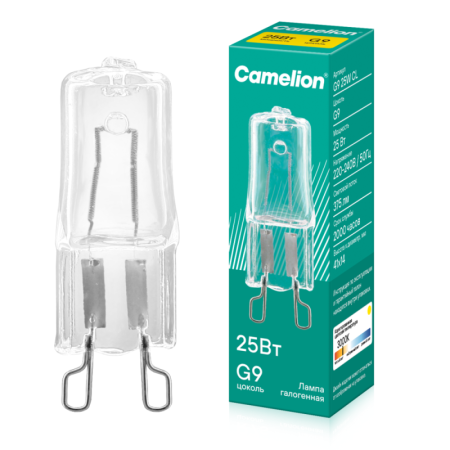 Лампа галогенная 25Вт капсула прозрачная G9 3000К 230В Camelion 5845