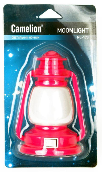 Светильник светодиодный NL-170 "Фонарик" 220В ночник с выкл. розов. Camelion 12526