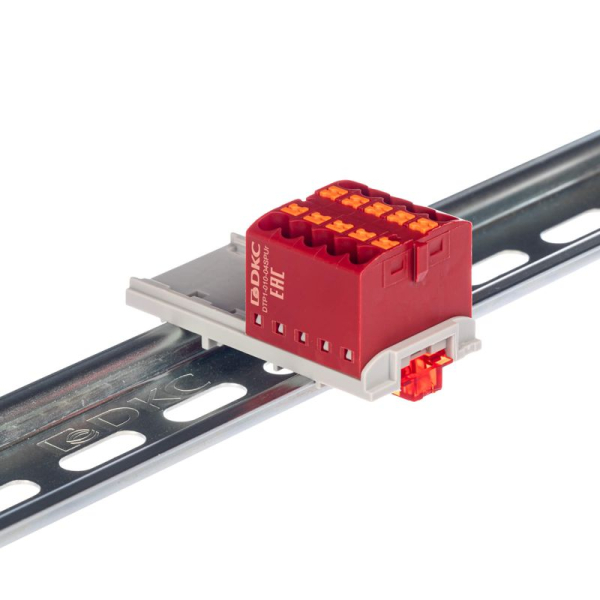 Блок распределительный зажим push-in 10 точек подключения 2.5кв.мм красн. DKC DTP1-010-04SPUR